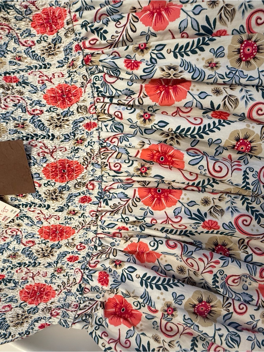 Anthropologie Forever that Girl Tiered Mini with Pink & Blue Floral - Picture 3 of 8